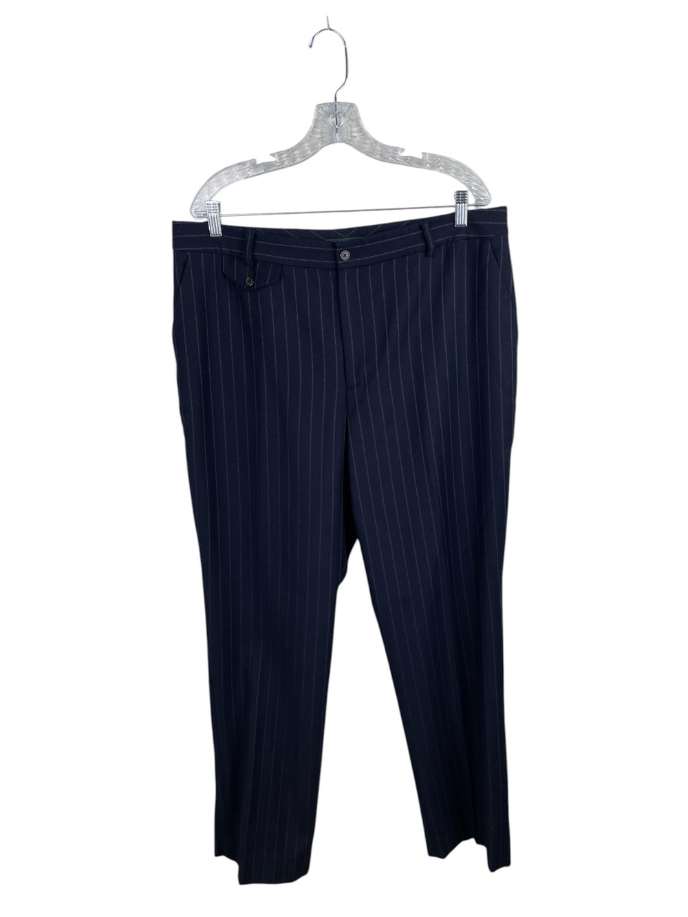 Vintage Lauren Ralph Lauren Wool Trousers Size 16 Navy Pinstripe Dark Academia